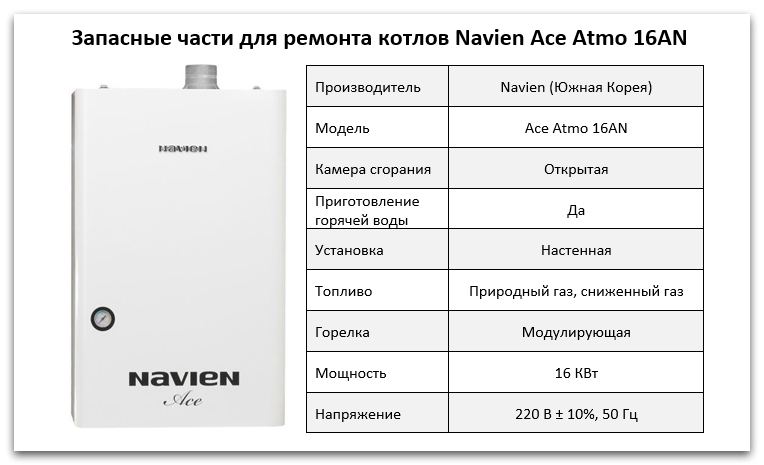 Купить запчасти Navien Ace Atmo 16AN в Чите