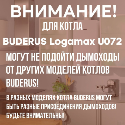 Дымоход для котла BUDERUS Logamax U072 любой мощности, комплект антилед (Китай) (DYMlogU072)